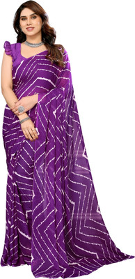 Moda Rapido Striped Daily Wear Georgette Saree(Purple)