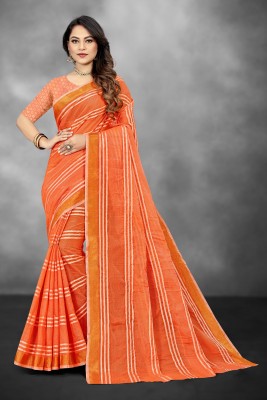 Bansi Ecom Self Design Assam Silk Cotton Blend Saree(Orange)