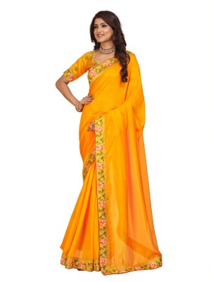 Tejal Creation Self Design Bollywood Art Silk Saree(Yellow)