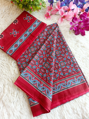 RAGISHA ENTERPRISE Printed Handloom Cotton Silk Saree(Red)