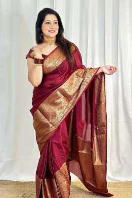 Motiba Self Design Banarasi Jacquard Saree(Multicolor)