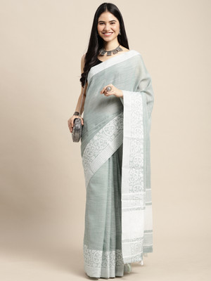Pandadi Saree Woven Jamdani Cotton Linen Saree(Grey)