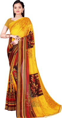 Suali Printed Bollywood Georgette Saree(Yellow)