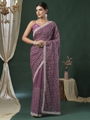 ANOUK Embellished Bollywood Georgette Saree(Purple)