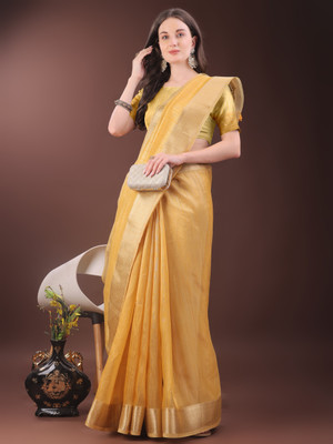 Tasrika Woven Kanjivaram Organza Saree(Mustard)