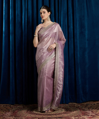 Sareemall Embroidered Bollywood Silk Blend Saree(Purple)