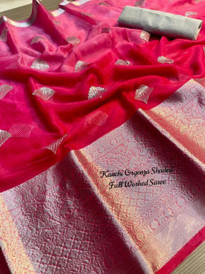AKHANAD ANAND CREATION Embroidered Chettinadu Organza Saree(Green)