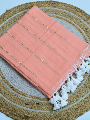 SP Boutique Woven Handloom Pure Cotton Saree(Orange)