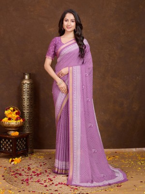 RekhaManiyar Printed Bollywood Silk Blend Saree(Magenta)