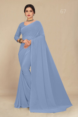 STAVA CREATION Solid/Plain Daily Wear Georgette Saree(Grey)