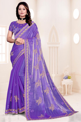greeva enterprise Embroidered Bollywood Jimmy choo Saree(Purple)