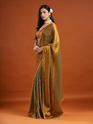 SHETH SHYAMALYO Embellished Bollywood Jimmy choo Saree(Gold)