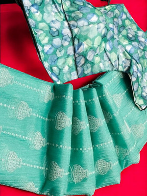 Sachita Printed Chanderi Georgette Saree(Light Blue)