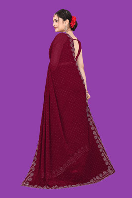 Shiv Febric Striped Banarasi Organza Saree(Maroon)