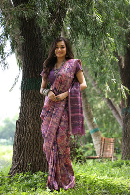 Tasrika Printed Bollywood Tussar Silk Saree(Purple)