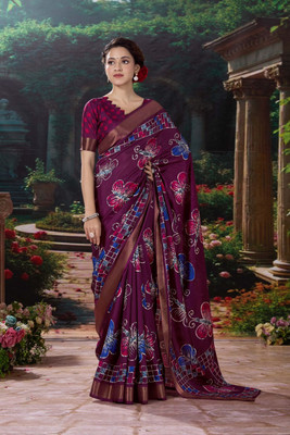 Divastri Printed Bollywood Crepe Saree(Purple)