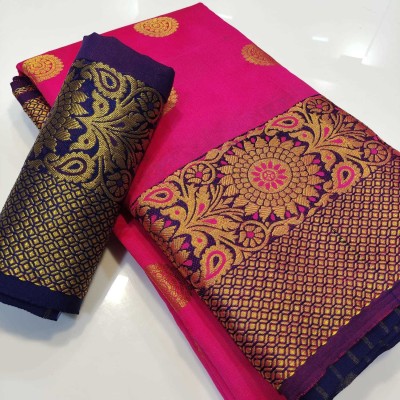 RAJUL Woven Banarasi Jacquard Saree(Pink)