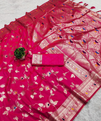 siddharth textiles Self Design Banarasi Cotton Silk Saree(Pink)