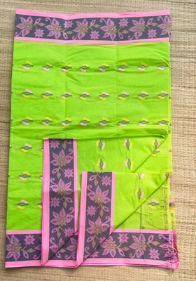PRANATI ENTERPRISE Woven, Solid/Plain Tant Pure Cotton Saree(Green)
