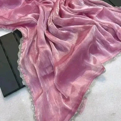 zili Self Design Bollywood Jimmy choo Saree(Pink)