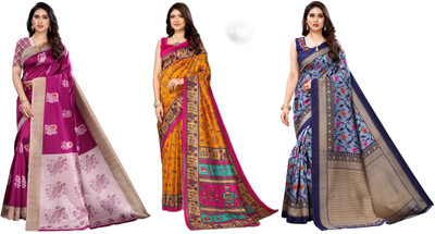 ANIRAV Printed Bollywood Art Silk Saree(Pack of 3, Multicolor)