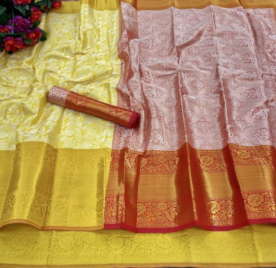 Jyanshu Creation Woven Kanjivaram Cotton Silk Saree(Yellow)