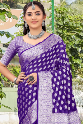 BHUVA BROTHERS Dyed Banarasi Georgette Saree(Multicolor)