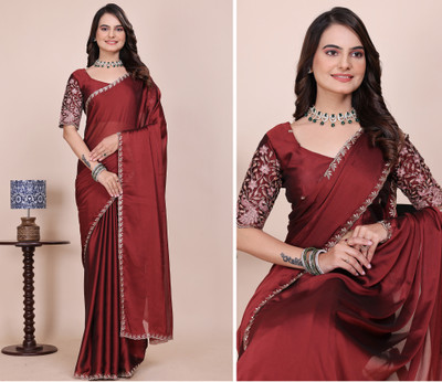 K 5 FASHION Embellished Bollywood Georgette Saree(Maroon)