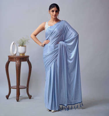 DIVYASHAKTI FASHION Embellished Bollywood Lycra Blend Saree(Blue)