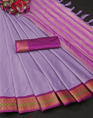 Paramparik Textile Temple Border Bollywood Cotton Silk Saree(Magenta)