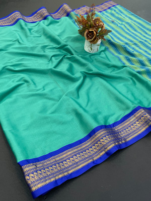 FashionZonee Embellished Banarasi Cotton Silk Saree(Light Green)