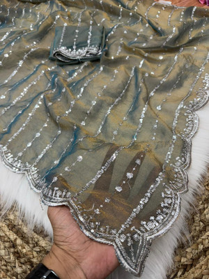 bhavika silk mills Embroidered Bollywood Georgette Saree(Blue)