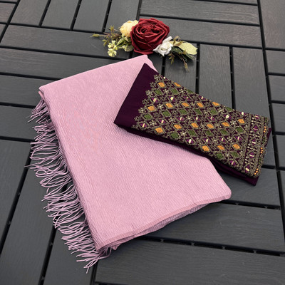 Ethina Fashion Solid/Plain Bollywood Satin Saree(Magenta)