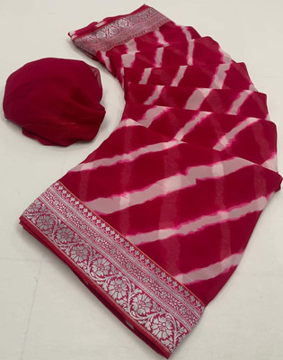 KalaMandirsari Printed Leheria Georgette Saree(Pink)