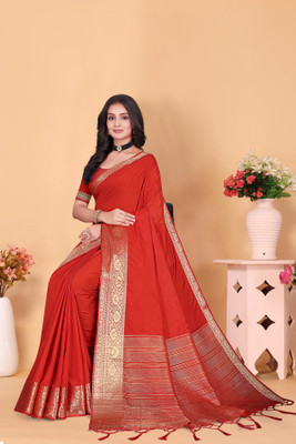 Aarunika MNT Solid/Plain Bollywood Pure Silk Saree(Purple)