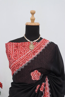 ZOYAL ENTERPRISE Printed Bollywood Silk Blend Saree(Black)
