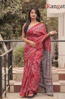 JASU CREATION Printed Bandhani Pure Cotton Saree(Red)
