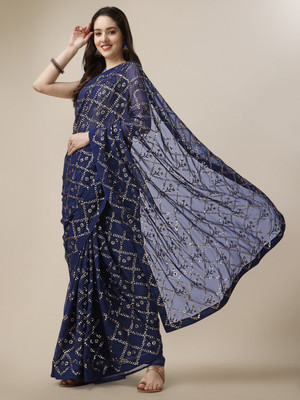Clemira Embellished Bollywood Georgette Saree(Blue)