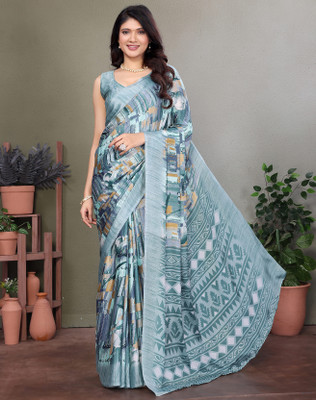 Divastri Printed Bollywood Tussar Silk Saree(Blue)