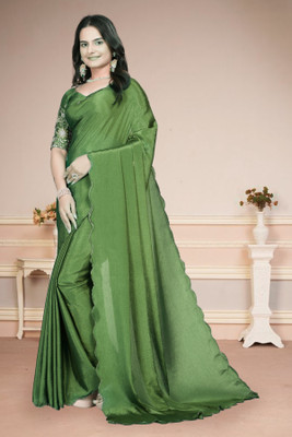 Infyshopy Fashions Printed Banarasi Georgette Saree(Pack of 2, Green)