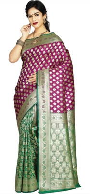 HouseOfCommon Woven Banarasi Art Silk Saree(Magenta)
