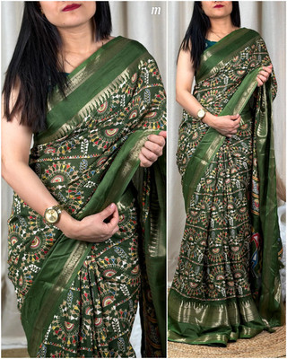 SWDHRM Woven, Printed Bollywood Cotton Silk, Pure Silk Saree(Multicolor)