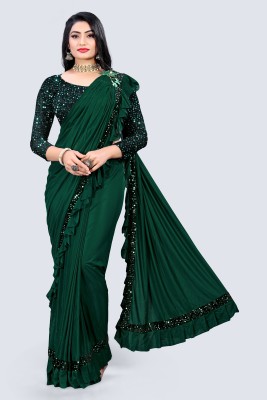 SHREE DHAR Embroidered Daily Wear Lycra Blend Saree(Green)