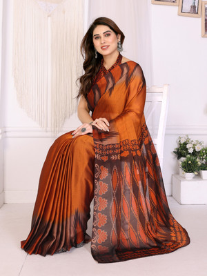Magneitta Printed, Self Design Bollywood Chiffon, Georgette Saree(Orange)