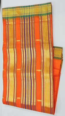 FESHION ZONE Woven Maheshwari Cotton Silk Saree(Orange)