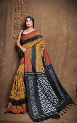NAMITASAREES Printed Handloom Pure Cotton Saree(Multicolor)