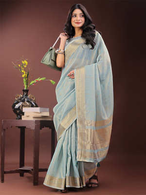 Tasrika Woven Banarasi Organza Saree(Blue)
