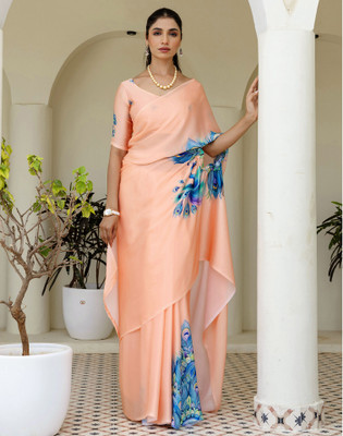 Satrani Solid/Plain, Self Design Bollywood Satin Saree(Pink)