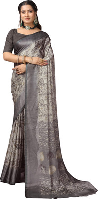 AVM SILK MILLS Printed Bollywood Chiffon Saree(Grey)