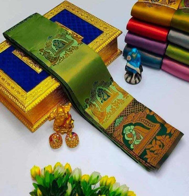 WILLMAKE Printed Bollywood Georgette Saree(Light Green, Green)